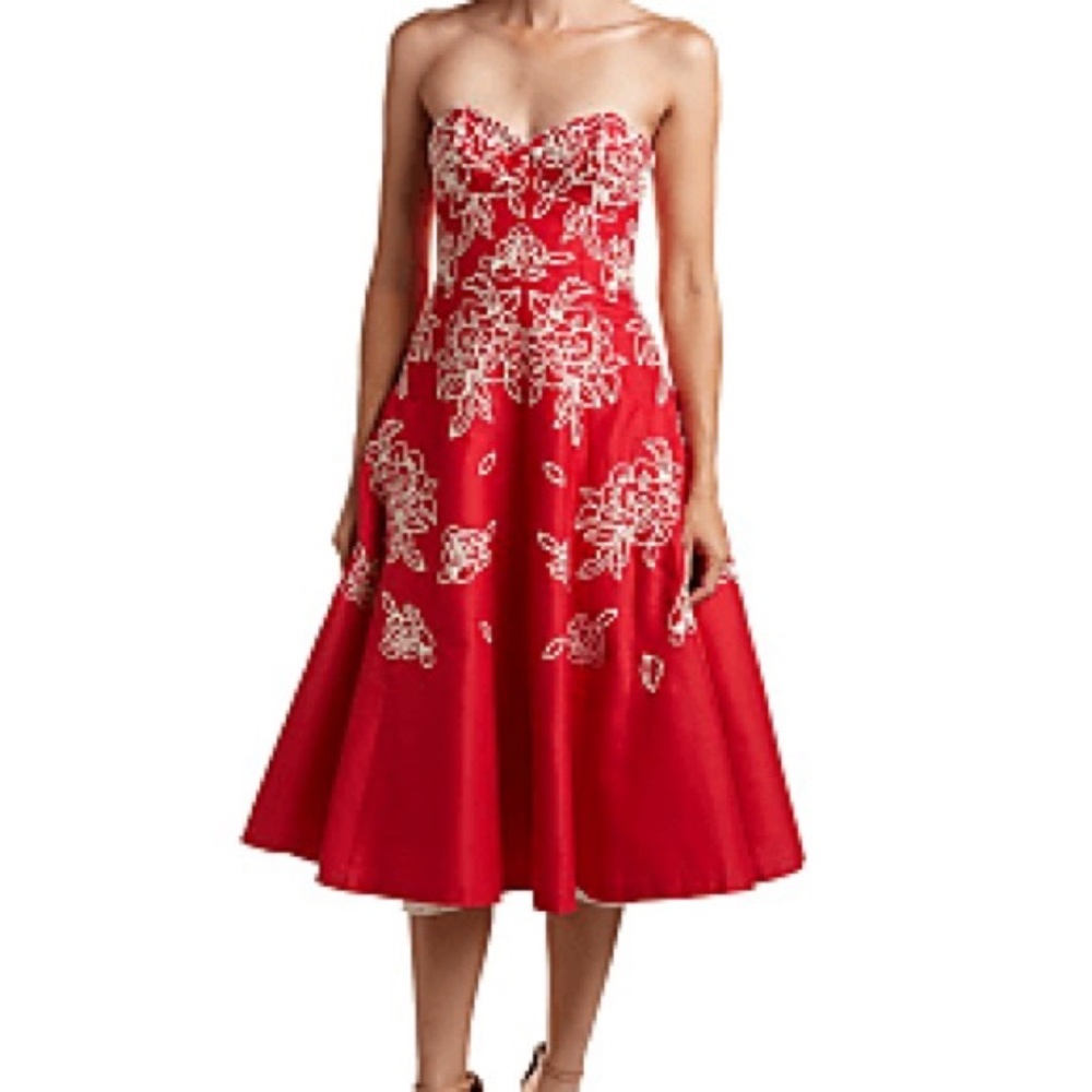 NEW NWT Tracy Reese Rouge Red Strapless dress $598 S 4 Anthropologie BHLDN